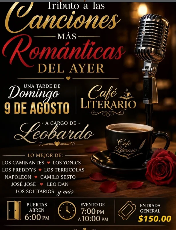 Flyer de Canciones romanticas del ayer