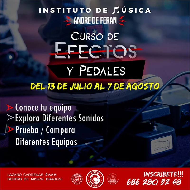 Flyer de Curso de Pedales y Efectos