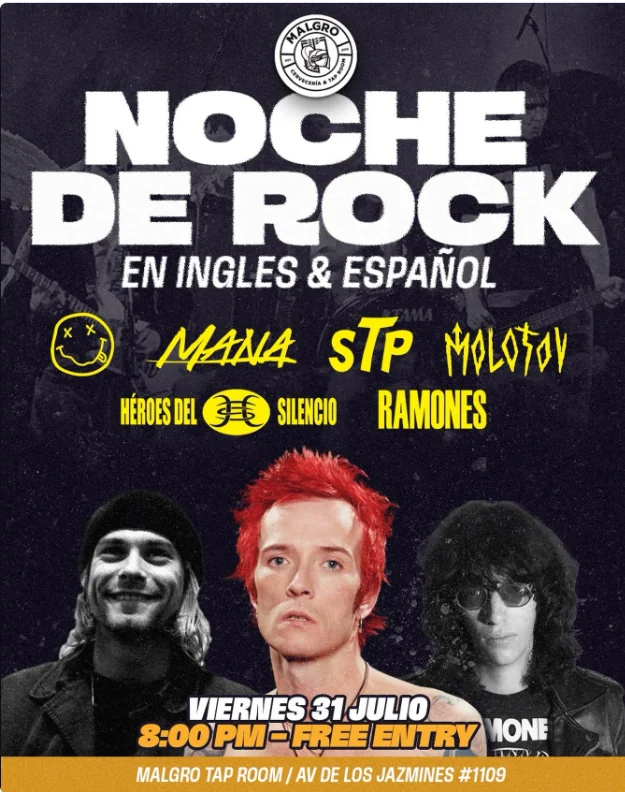 Flyer de Noche de rock