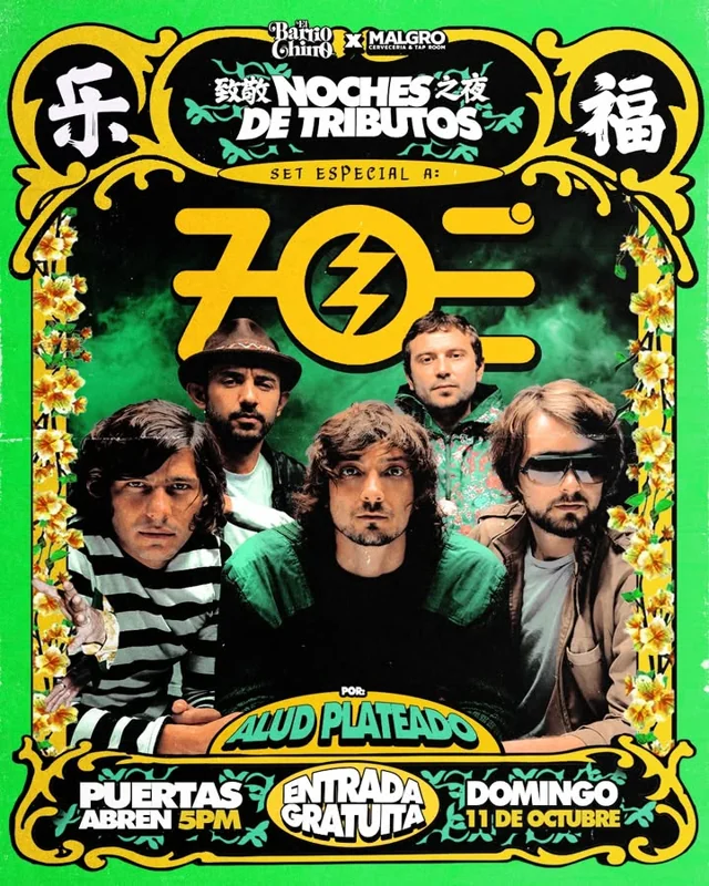 Flyer de Tributo a Zoé por Alud Plateado 