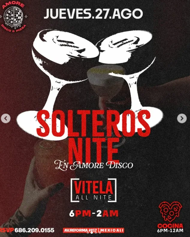 Flyer de Solteros Night