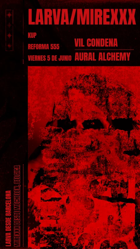 Flyer de LARVA/ MIREXX DARK NIGHT