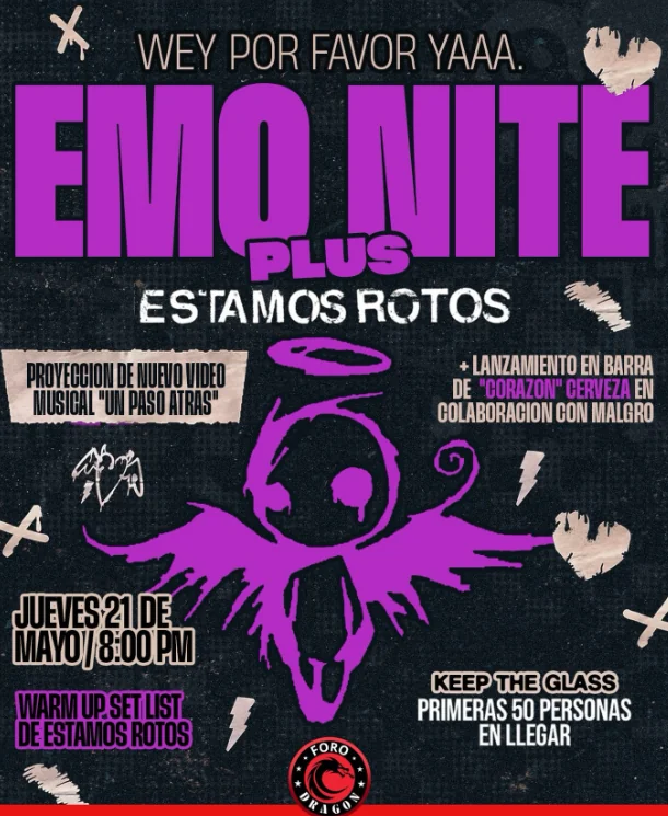 Flyer de EMO NITE PLUS ESTAMOS ROTOS