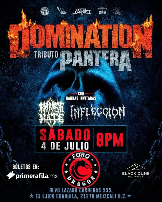 Flyer de DOMINATION GRUPO PANTERA