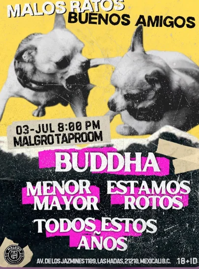 Flyer de Malos ratos Buenos Amigos