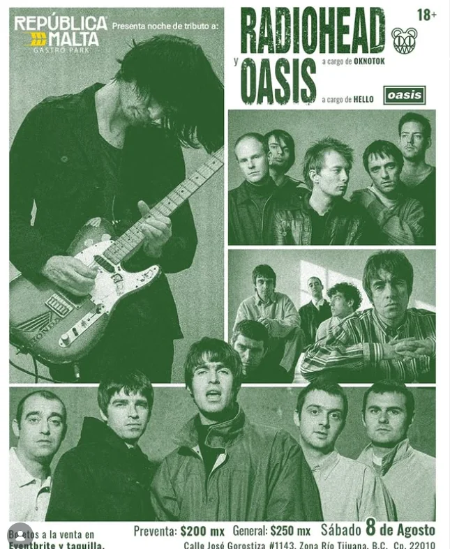 Flyer de Radio head & Oasis tribute