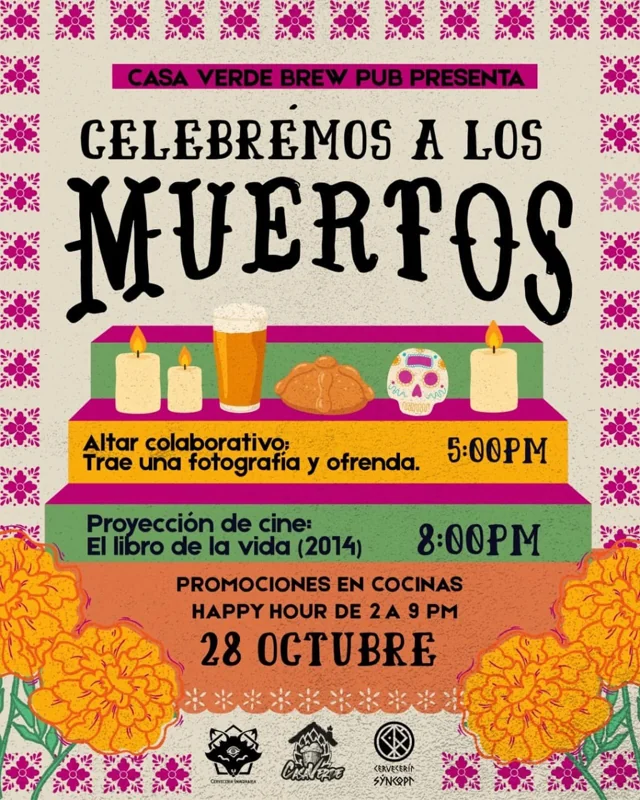 Flyer de Celebremos a los Muertos - Altar Colaborativo y Proyección de Cine