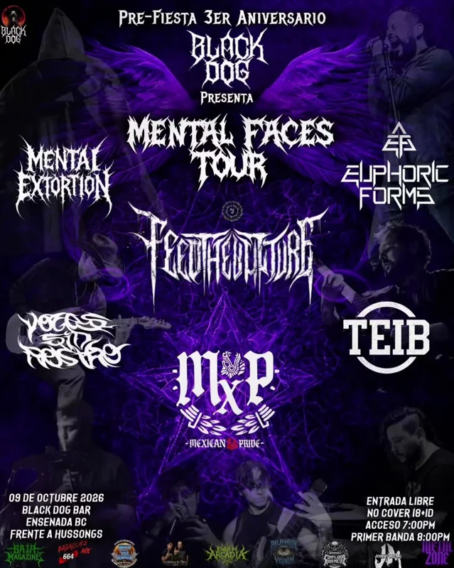 Flyer de 3er Aniversario Black Dog - Mental Faces Tour