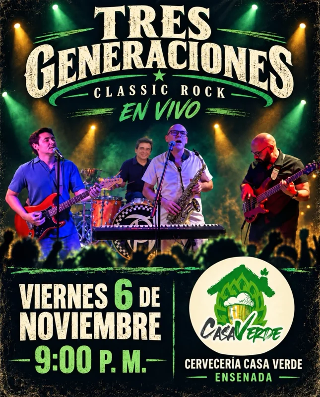 Flyer de Tres Generaciones Classic Rock en Vivo