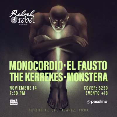 Flyer de Monocordio - El Fausto - The Kerrekes - Monstera