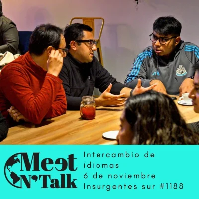 Flyer de Meet n talk Language practice. / Parque hundido