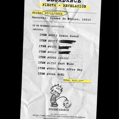 Flyer de FCK DECADANCE