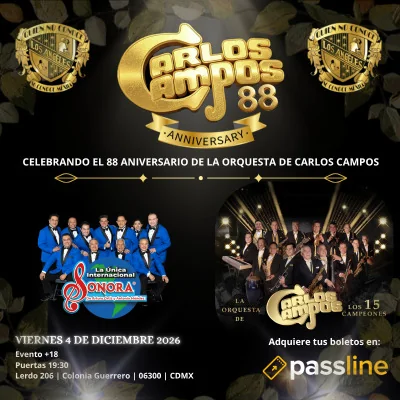 Flyer de La Orquesta de Carlos Campos 88 aniversario