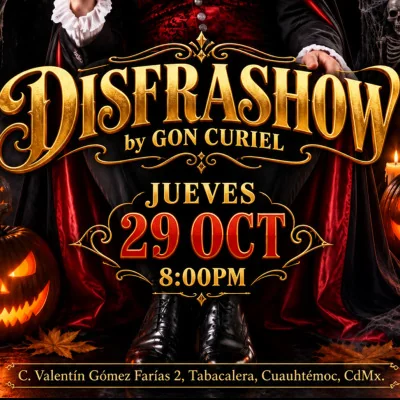 Flyer de EL DISFRASHOW con GON CURIEL