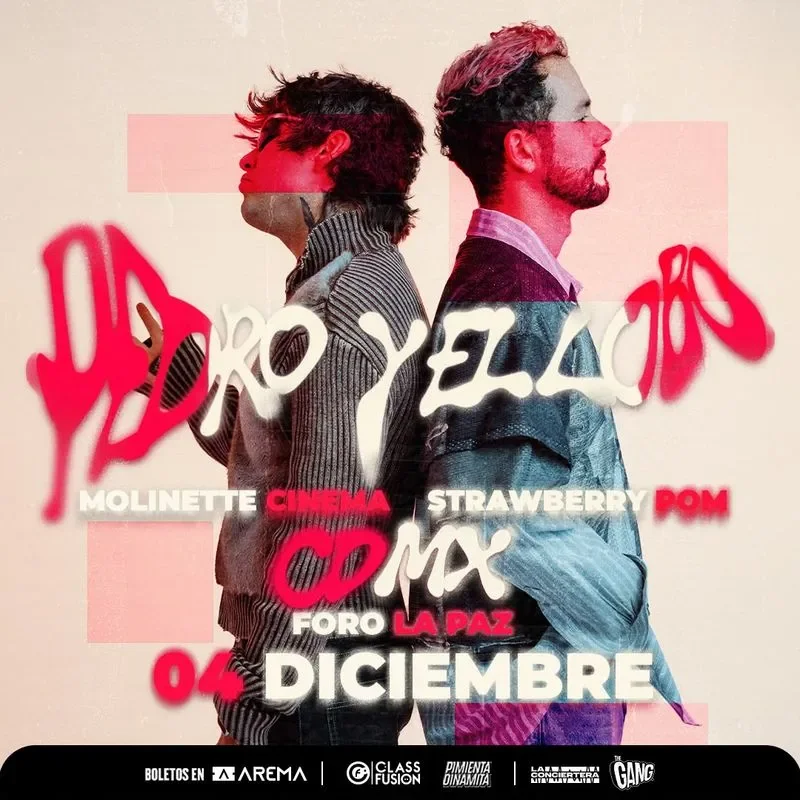 Flyer de Pedro y El Lobo, Molinete Cinema y Strawberry Pom 