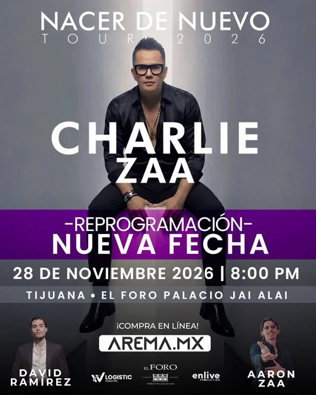 Flyer de Charlie Zaa - Nacer de Nuevo Tour 