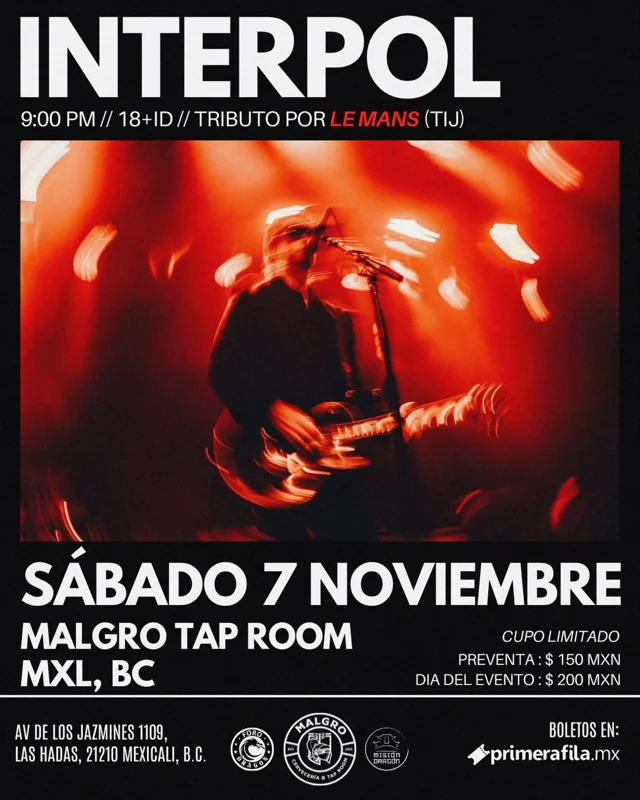 Flyer de INTERPOL - TRIBUTO POR LEMANS