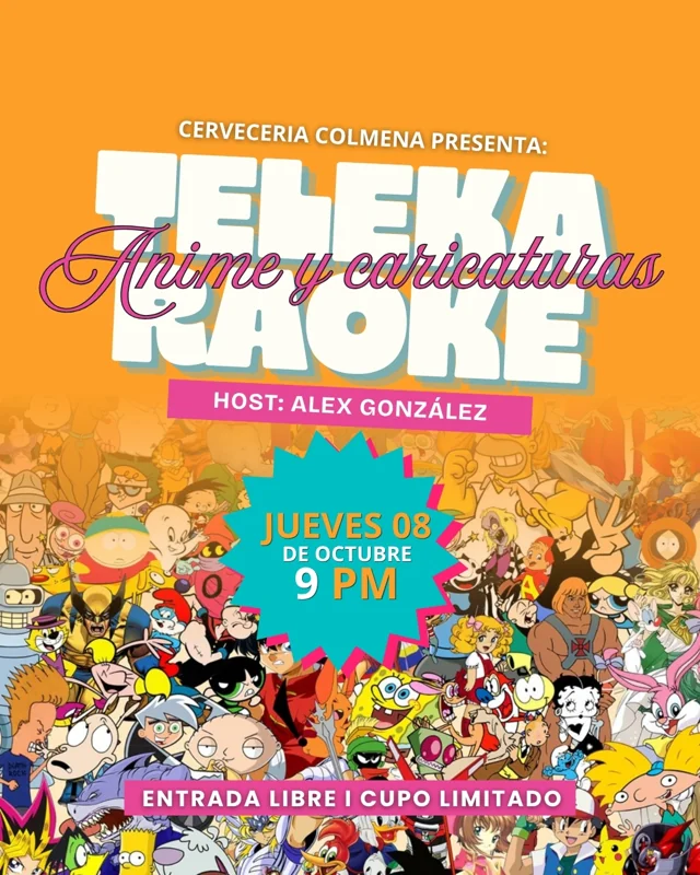 Flyer de Noche de anime y caricaturas - Efeka Karaoke