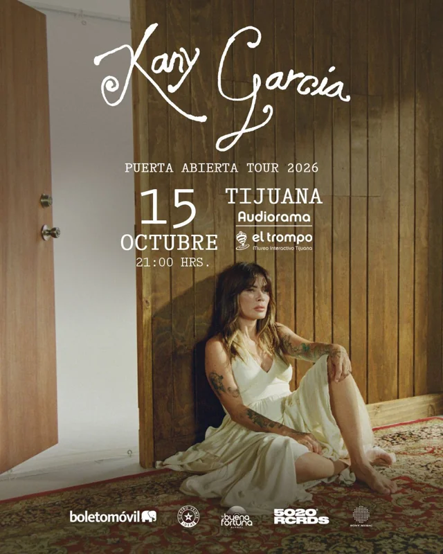 Flyer de Kany García en Tijuana 2026: fecha y tour Puerta Abierta