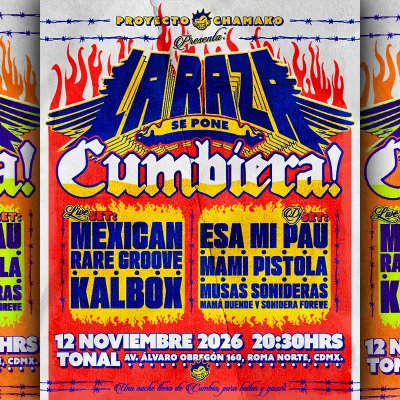 Flyer de LA RAZA se pone Cumbiera