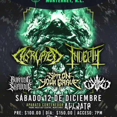 Flyer de MEX Tour 2026: Indepth + Disrupted 