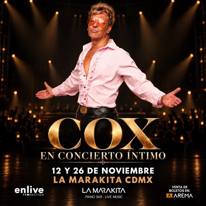 Flyer de Cox en Concierto Intimo 