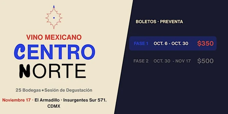 Flyer de Centro Norte 2026 - Vinos Mexicanos por Centro Norte