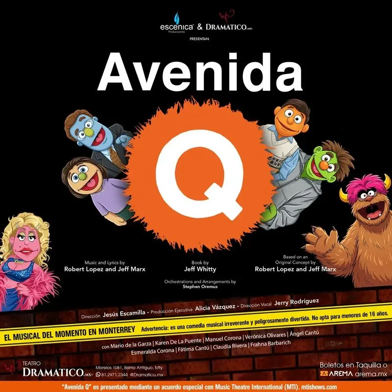 Flyer de Avenida Q "El musical de Broadway"