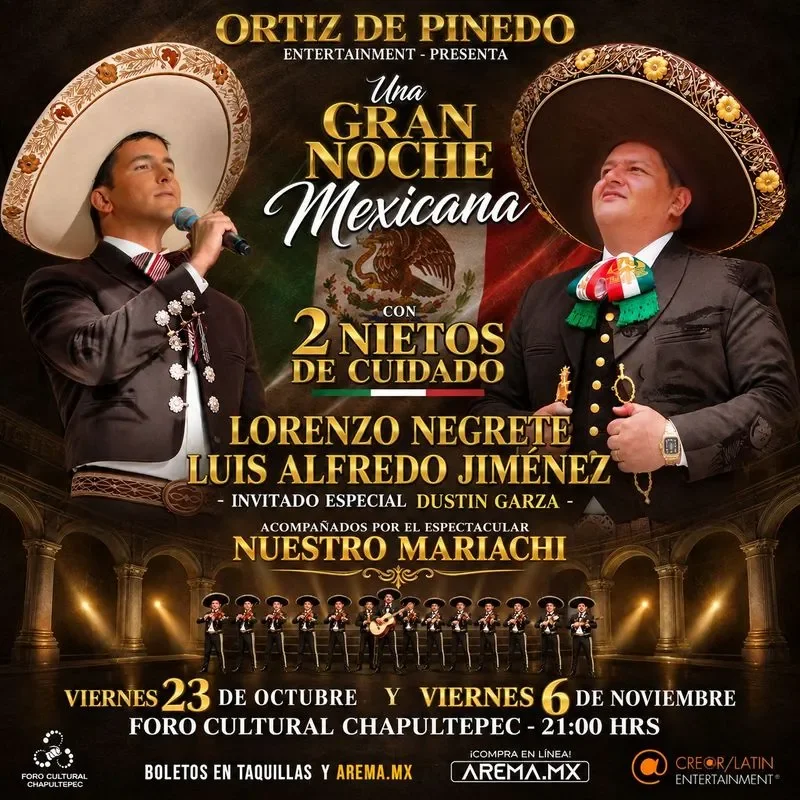 Flyer de Lorenzo Negrete y Luis Alfredo Jimenez - 2 Nietos de Cuidado