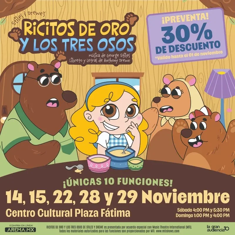 Flyer de Ricitos de Oro y los Tres Osos