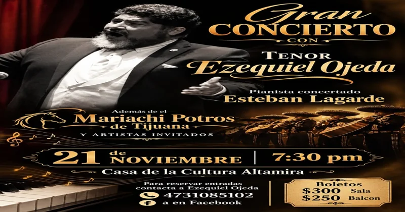 Flyer de Gran concierto con el tenor Ezequiel Ojeda