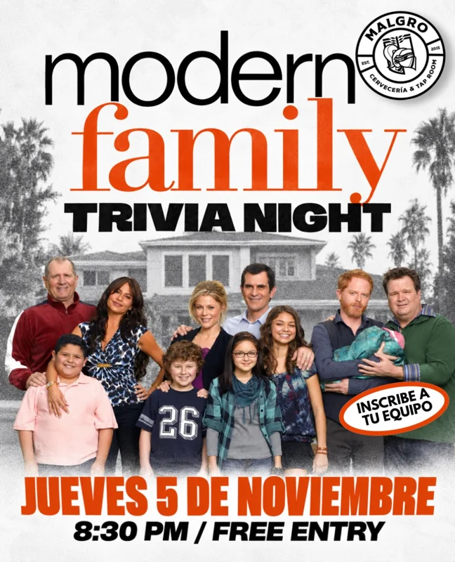 Flyer de Modern Family Trivia Night