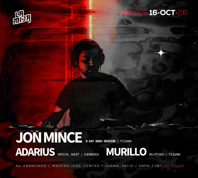 Flyer de B-DAY BASH SESSION - JON MINCE, ADARIUS & MURILLO