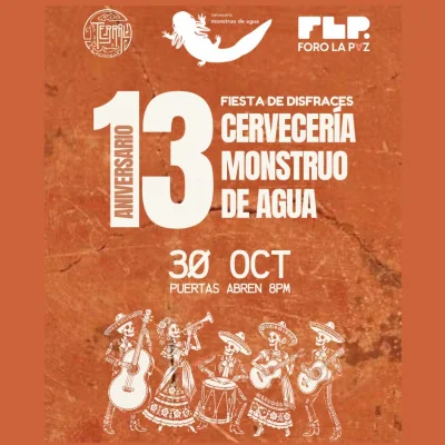 Flyer de 13 aniversario Cervecería Monstruo de Agua