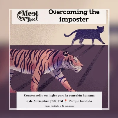 Flyer de Meet N Heal. Overcoming the impostor