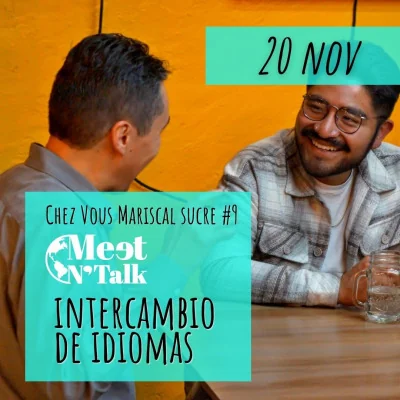 Flyer de Meet n talk Language practice. Valle