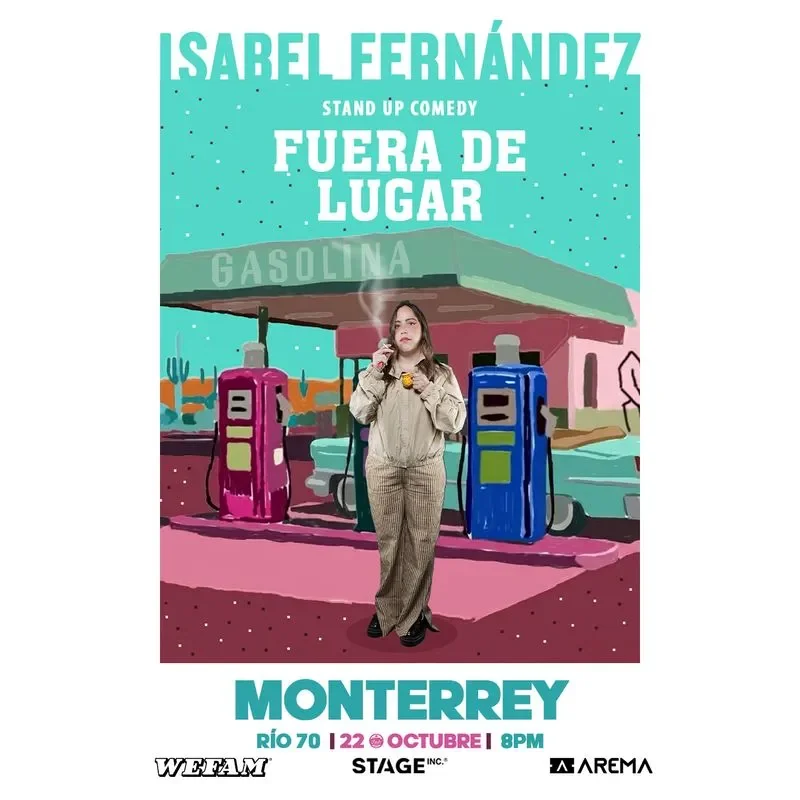 Flyer de Isabel Fernandez "Fuera de Lugar" en Monterrey