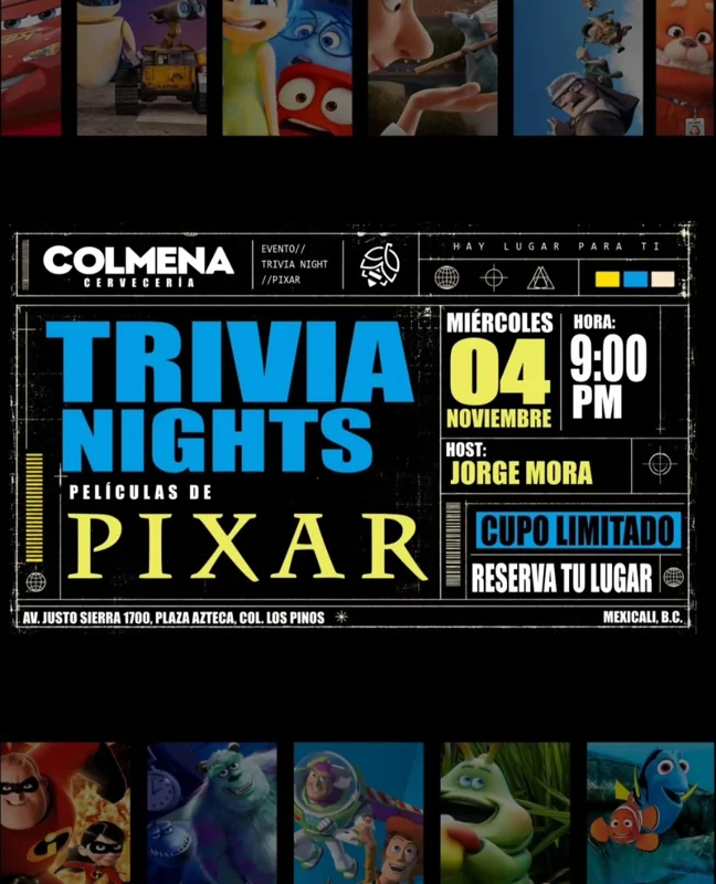 Flyer de Trivia Nights: Pixar