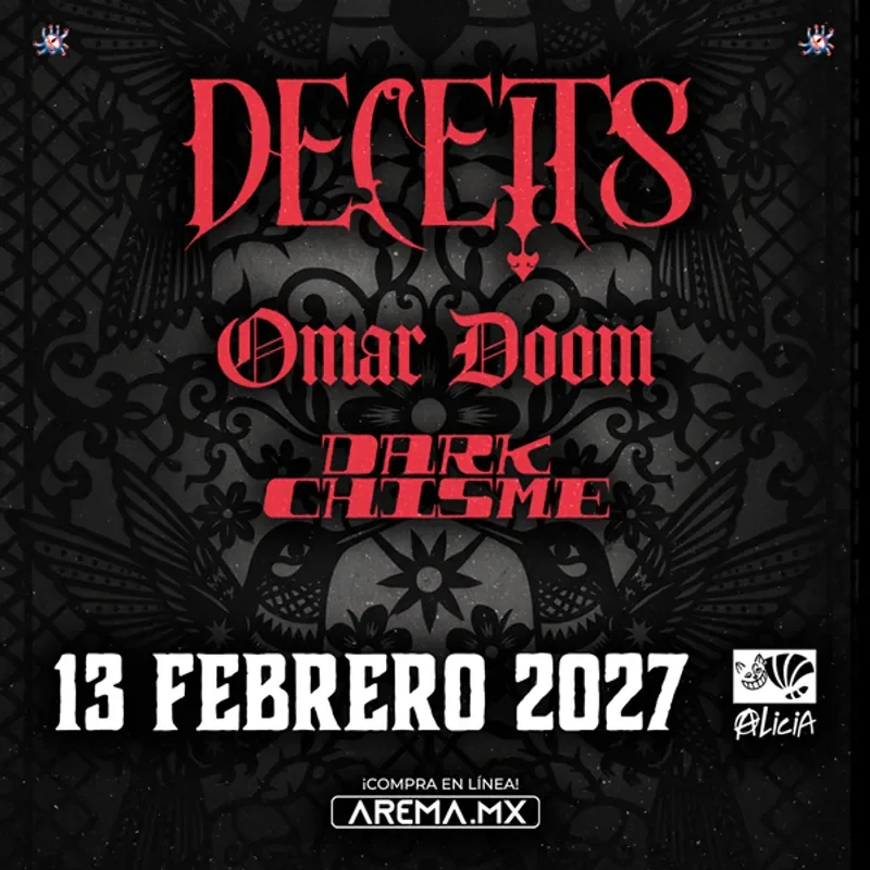 Flyer de DECEITS, Omar Doom y DARK CHISME 