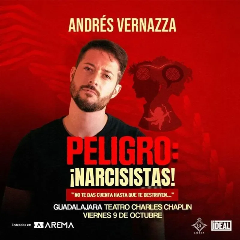 Flyer de Andrés Vernazza Peligro: Narcisistas