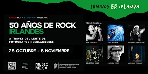 Flyer de Inauguración de la exposición 50 AÑOS DE ROCK IRLANDÉS