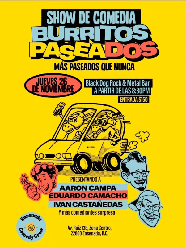 Flyer de Show de Comedia: Burritos Paseados