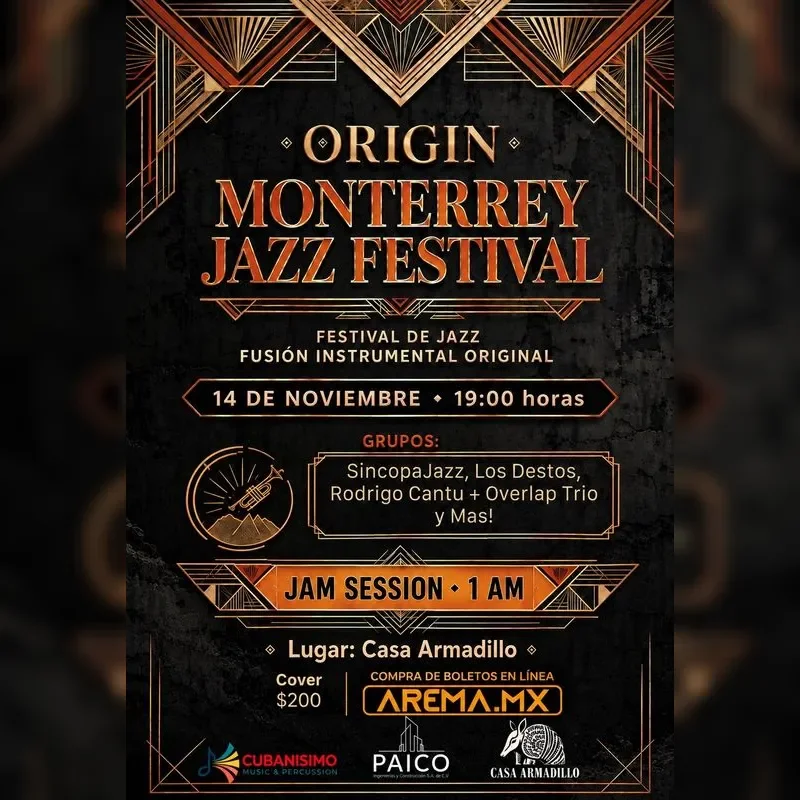 Flyer de Origin Monterrey Jazz Festival