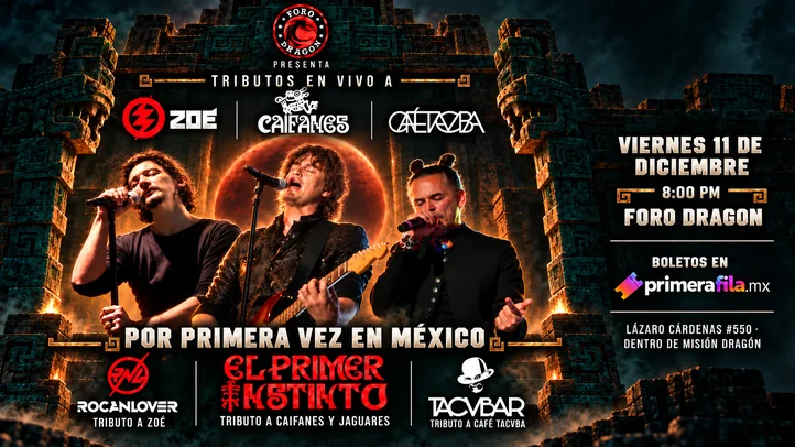 Flyer de Caifanes, Zoe & Cafe Tacuba - Tributos