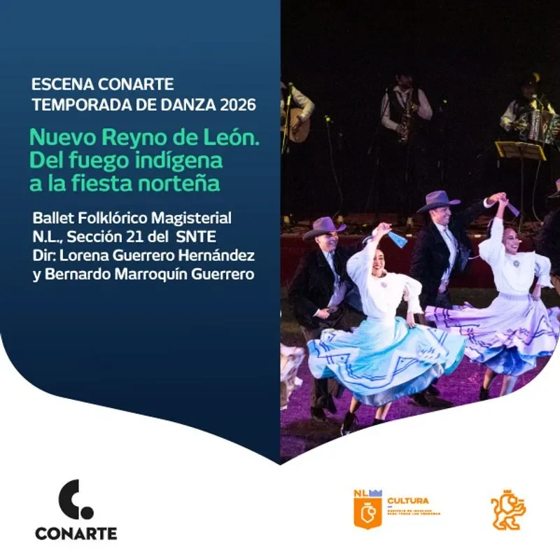Flyer de Nuevo Reyno de León, del fuego indígena a la fiesta norteña