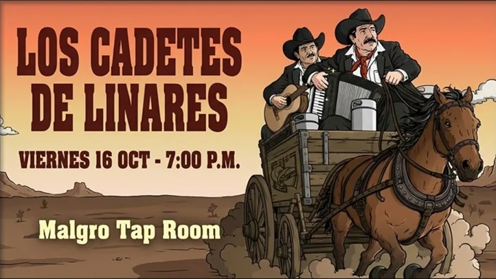 Flyer de Los Cadetes de Linares - Malgro Onceavo Aniversario