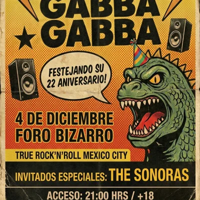 Flyer de Sonido Gabba Gabba 22 Aniversario