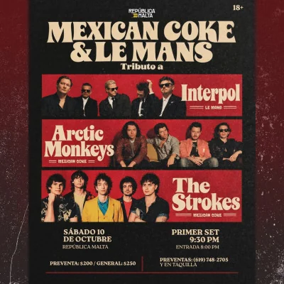 Flyer de Tributo Arctic Monkeys, Strokes & Interpol
