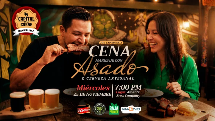 Flyer de 2da Experiencia Cena Maridaje con Asado & Cerveza Artesanal