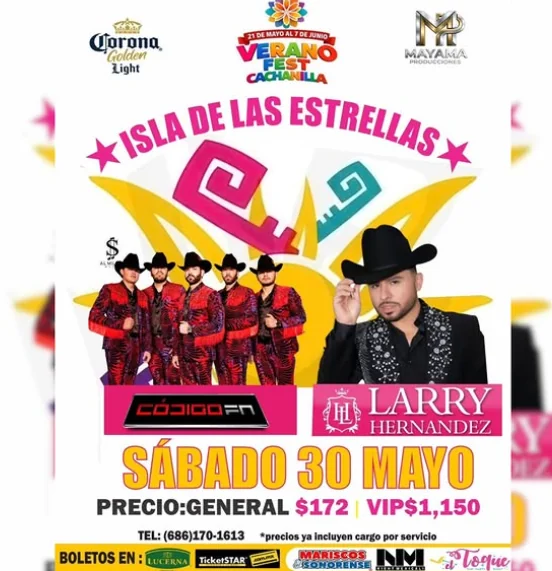 Flyer de Codigo Fn y Larry hernandez en mexicali